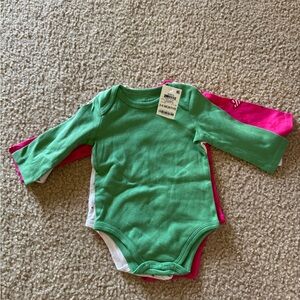 First Impressions Green and Pink Bodysuit Set